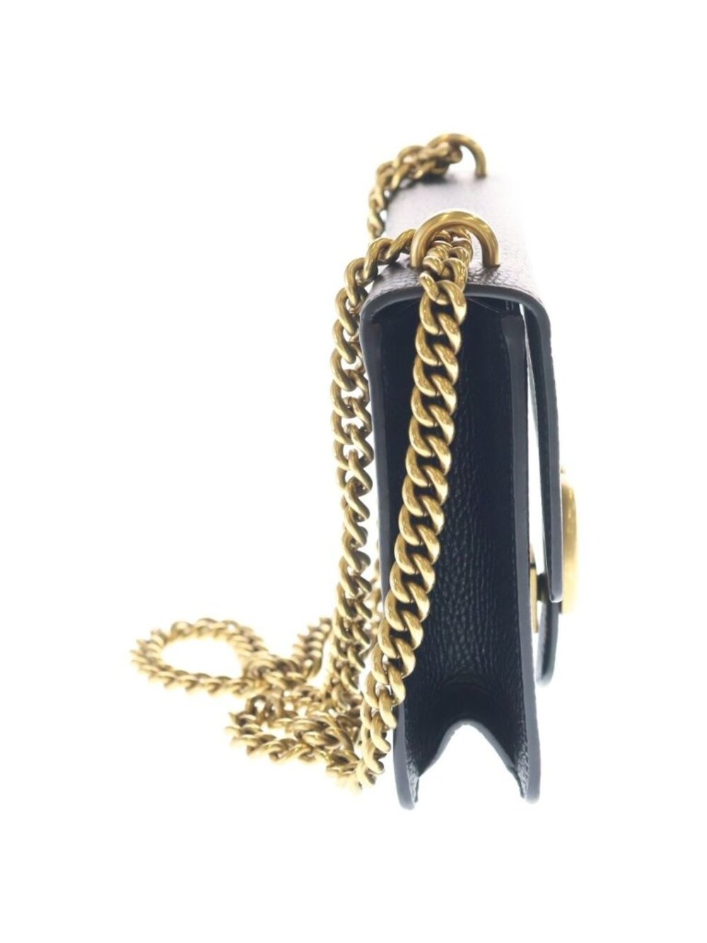 ★SOLD★ Gucci GG Marmont Shoulder Bag Chain Black Leather Gold - Picture 3 of 9